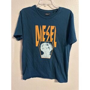 Diesel‎ Graphic Print T Shirt Mens XL Teal Orange Portrait Tee